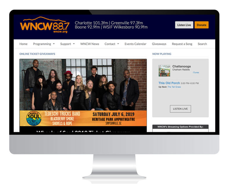 wncw website screenshot of homepage