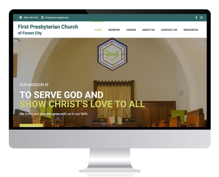 website homepage for First Presbyterian Church of Forest City