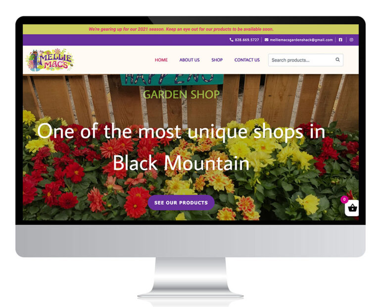 website homepage screenshot for Mellie Mac's Garden Shack